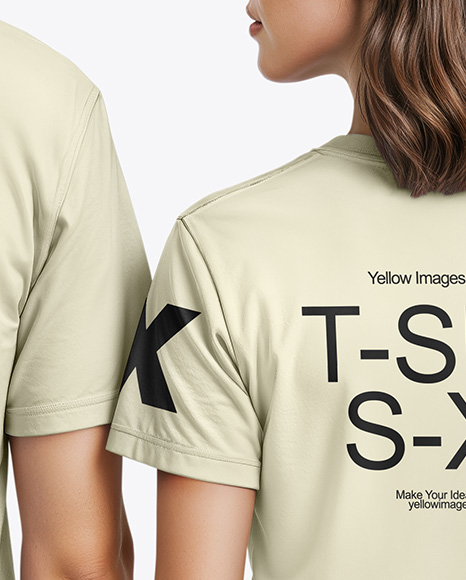 A Young Man and a Young Woman Wearing T-shirts and Jeans Mockup