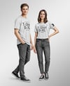 A Young Man and a Young Woman Wearing T-shirts and Jeans Mockup