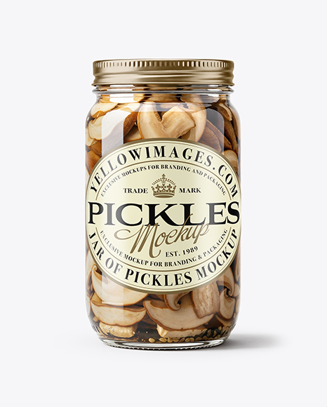 Glass Jar with Porcini Mushrooms Mockup