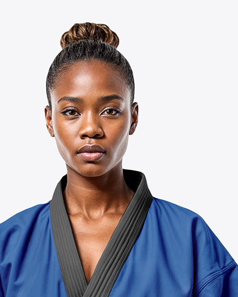 Black Woman Wearing a Jiu Jitsu Gi Uniform Mockup