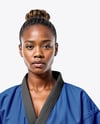 Black Woman Wearing a Jiu Jitsu Gi Uniform Mockup