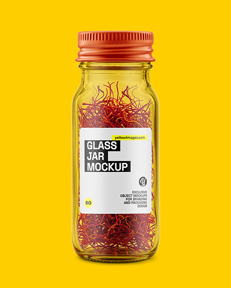 Small Glass Bottle with Saffron Threads Mockup