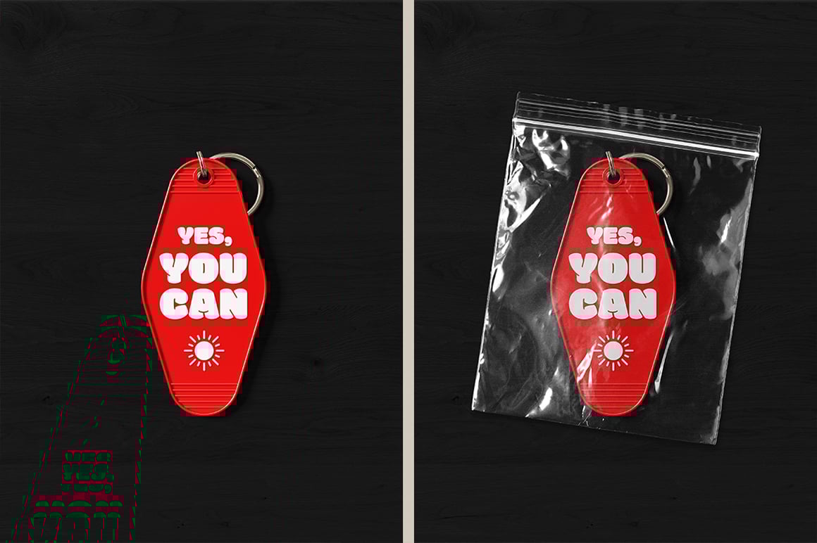 Motel Keychain in Packaging Mockup