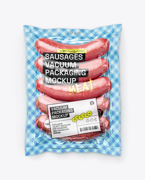 Glossy Plastic Flow-Pack with Sausages Mockup - Download+4+Sausages+in+Clear+Plastic+Package+Mockup+PSD+...