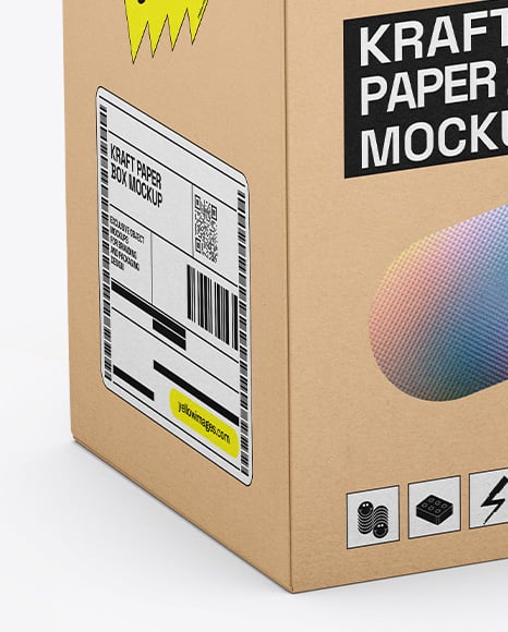 Kraft Paper Box Mockup – Half Side View (High-Angle Shot)