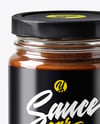 Glass Jar with Chocolate Fudge Sauce Mockup