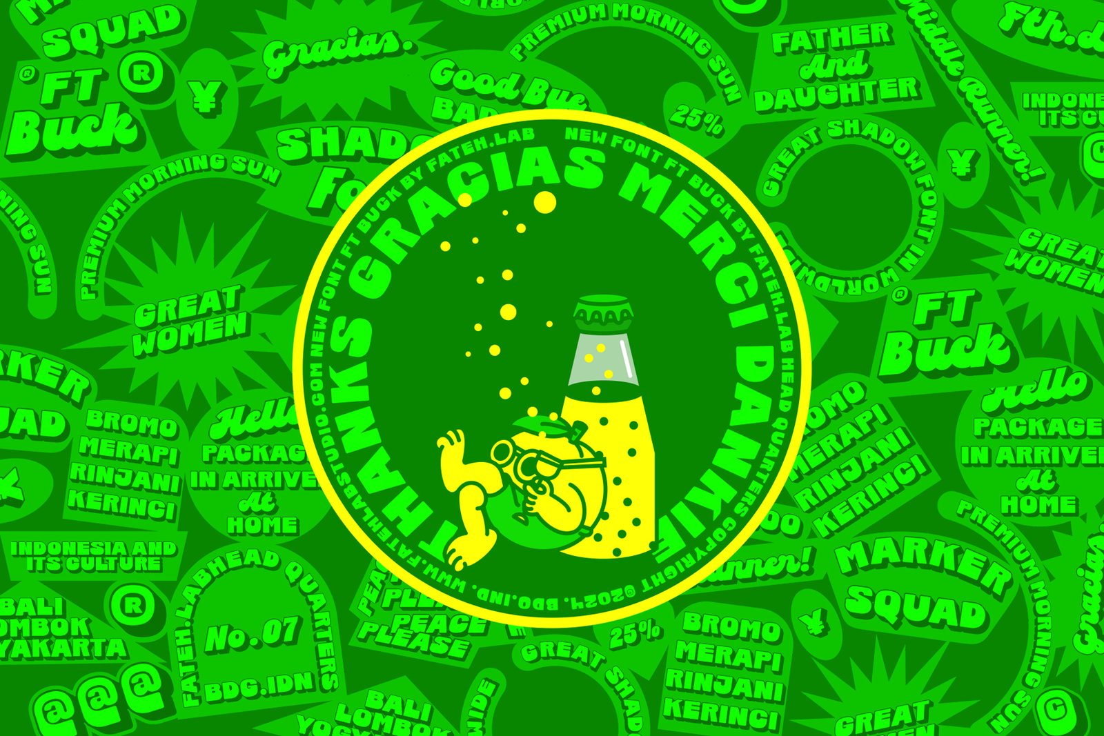 Ft Buck Shadow Font + Free Vector Illustration