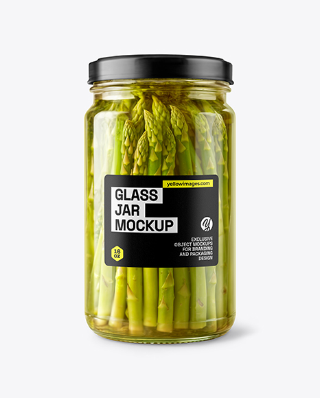 Glass Jar with Pickled Asparagus Mockup - Glass+Jar+Of+Pickled+Cucumbers+Mockup+Set+In+Packaging+Mockups