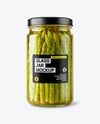 Glass Jar with Pickled Asparagus Mockup
