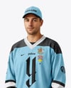 Man Wearing Ice Hockey Jersey Mockup