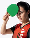 Asian Woman Wearing Table Tennis Uniform Mockup