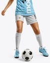 Woman Wearing Soccer Jersey and Shorts Mockup