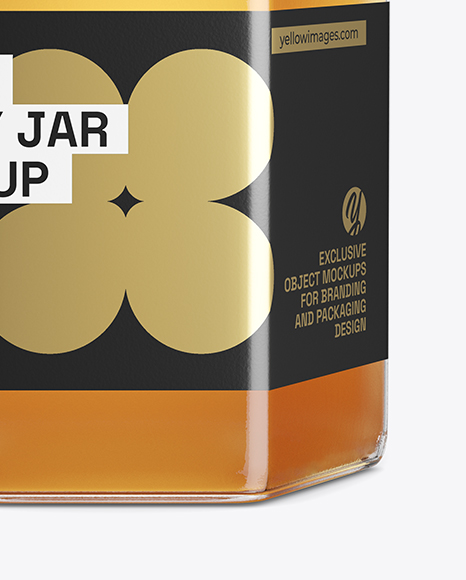 Hexagon Glass Honey Jar Mockup