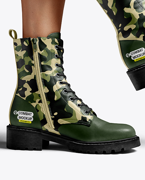Combat Boots on Women's Legs Mockup