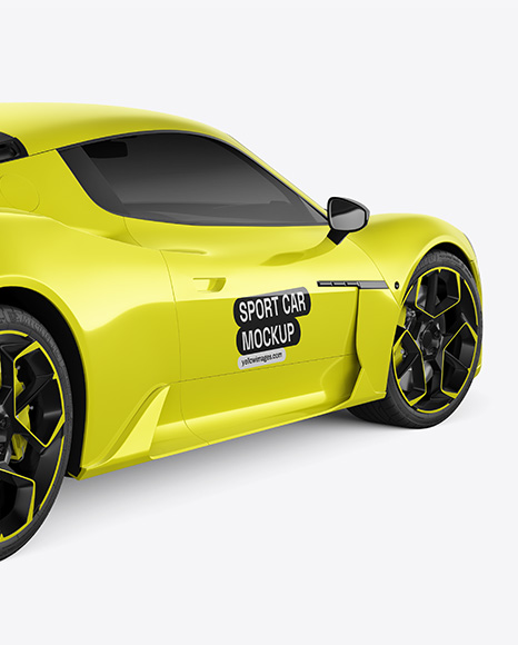 Sport Car Mockup - Back Half Side View