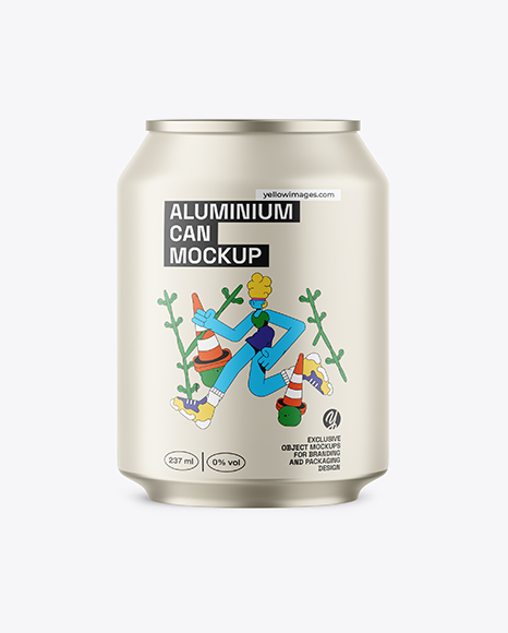 237ml Matte Aluminium Drink Can Mockup