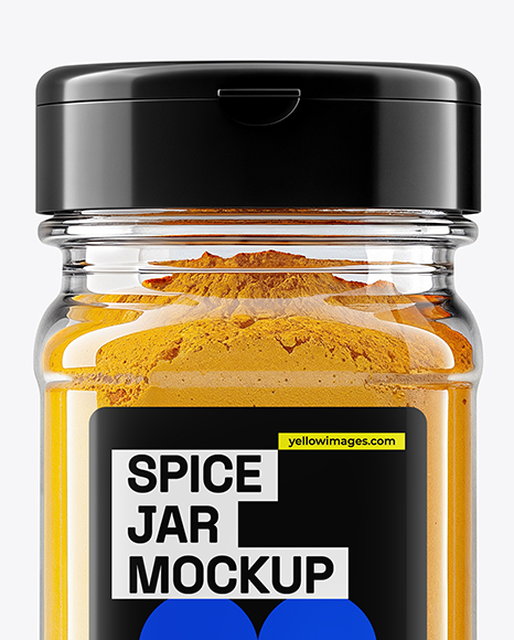 Square Spice Jar with Turmeric Mockup