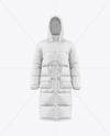 Men's Long Hooded Down Jacket Mockup - Front View