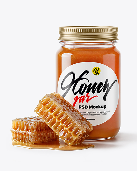 Glass Jar with Rosewood Honey Mockup