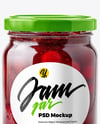 Glass Jar with Cherry Jam Mockup