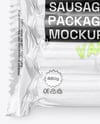 Clear Plastic Flow-Pack with Sausages in Kraft Paper Holder Mockup
