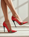 Pair of Stilettos on Woman's Legs Mockup