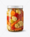 Clear Glass Jar with Giardiniera Pickled Vegetables Mockup
