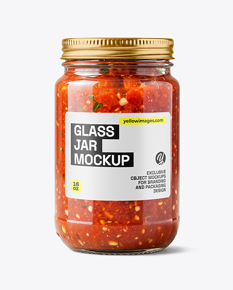 Clear Glass Jar with Tomato Bruschetta Mockup