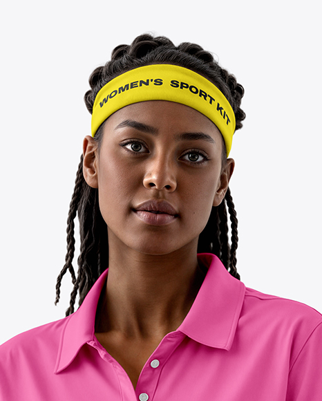 Young Black Woman Wearing Tennis Polo Shirt and Shorts Mockup
