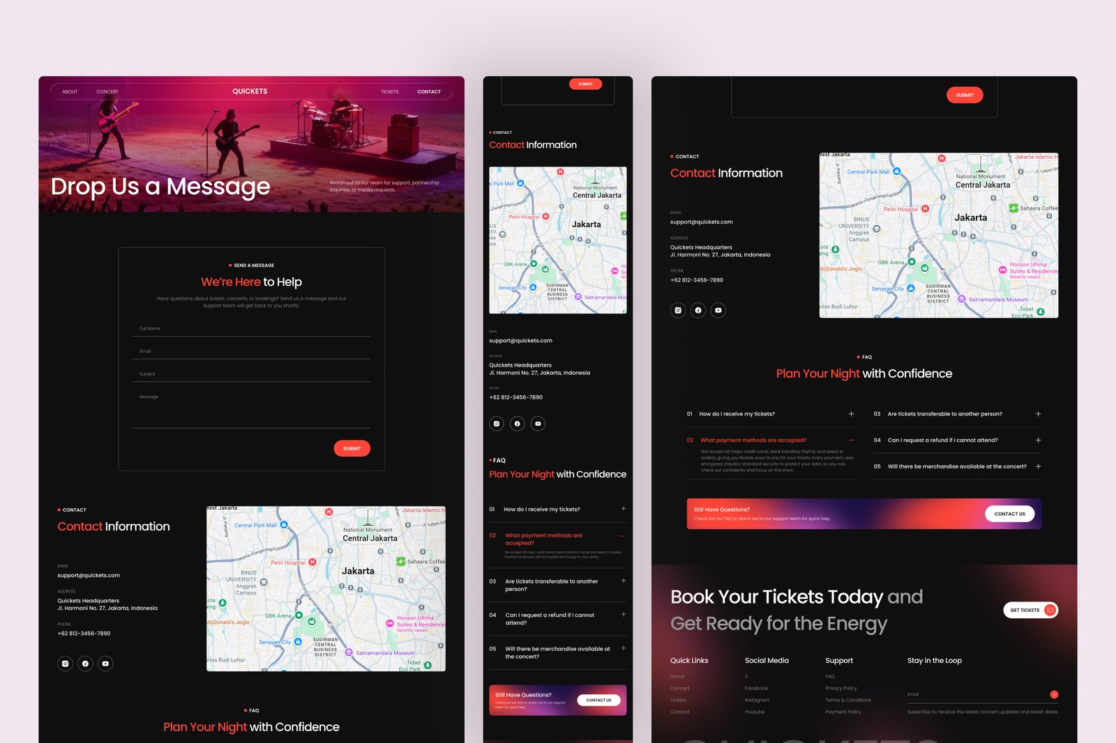 Quickets – Concert Ticketing Website UI Figma Template
