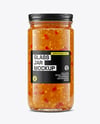 Clear Glass Jar with Hot Pepper Jelly Mockup