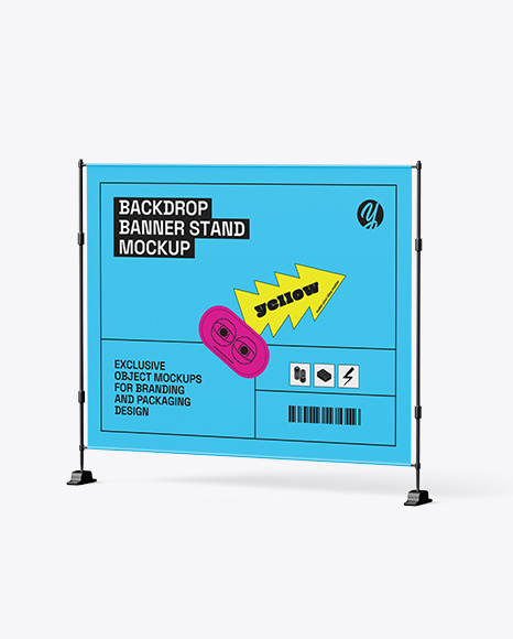 Backdrop Banner Stand - Half Side View - Pull up banner mockup