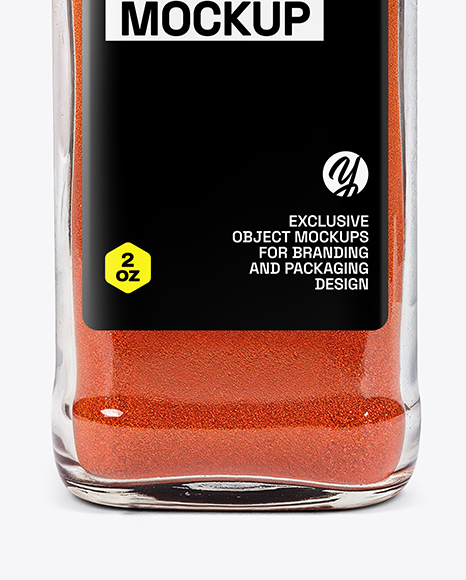 Square Glass Jar with Sweet Paprika Mockup