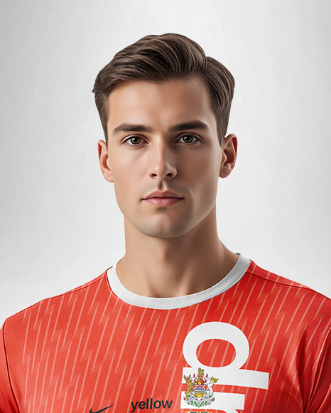 Man Wearing Full Volleyball Kit with Ball Mockup