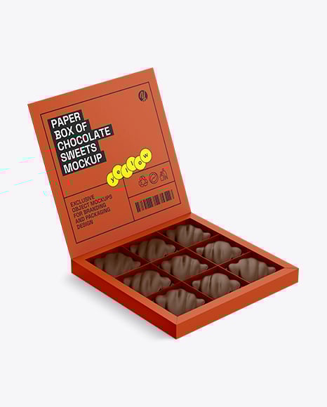 Box with Chocolates Mockup - Chocolate bar mockup