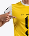 Man Wearing Soccer Jersey and Shorts Mockup
