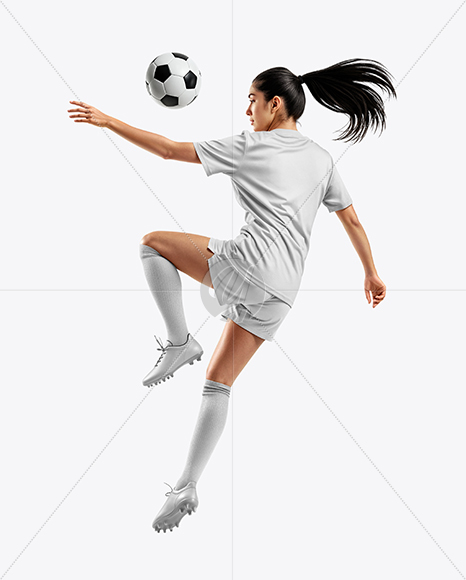 Woman Wearing Soccer Jersey and Shorts Mockup