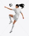 Woman Wearing Soccer Jersey and Shorts Mockup