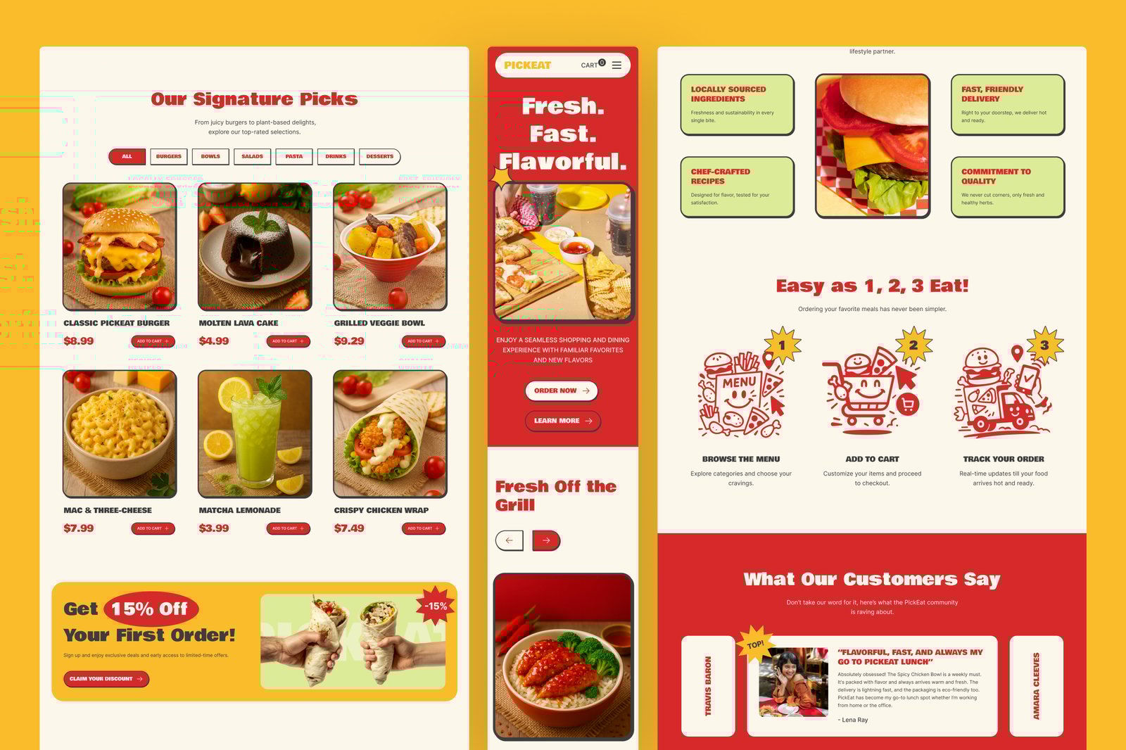 PickEat – Food Retail &amp; E-Commerce Website UI Figma Template