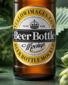 Beer Bottle Surrounded by Hops Branches Mockup