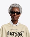 Elderly Black Woman Wearing Oversize Sweatshirt and Pants Mockup