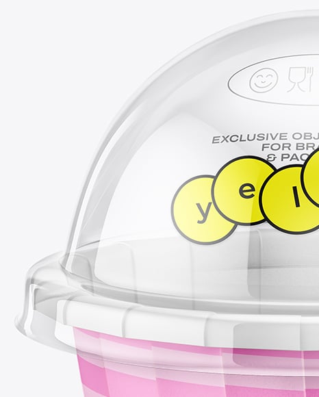 Paper Cup with Clear Plastic Dome Cap Mockup