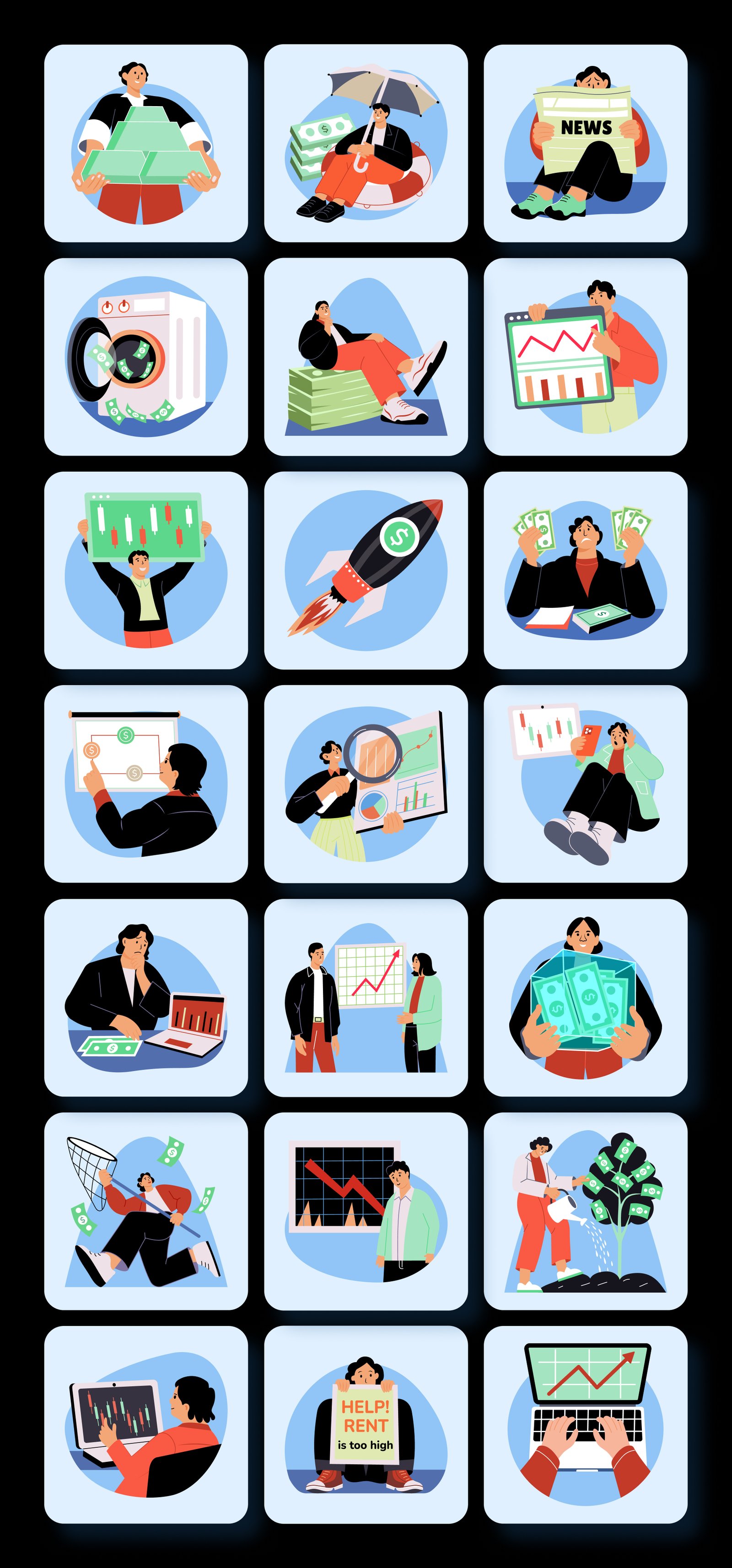 Inflation and Investment Illustration Set