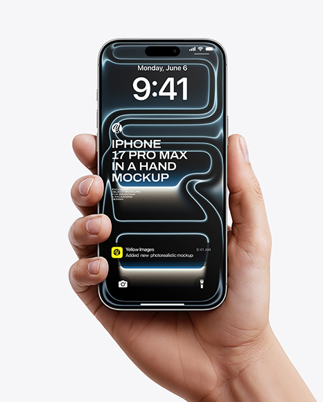iPhone 17 Pro Max Silver in a Hand Mockup - Iphone x mockup