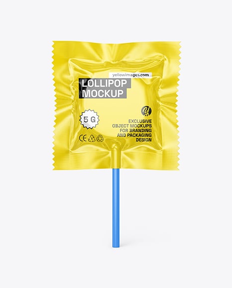 Glossy Lollipop Sachet Mockup - Flow-Pack Mockups