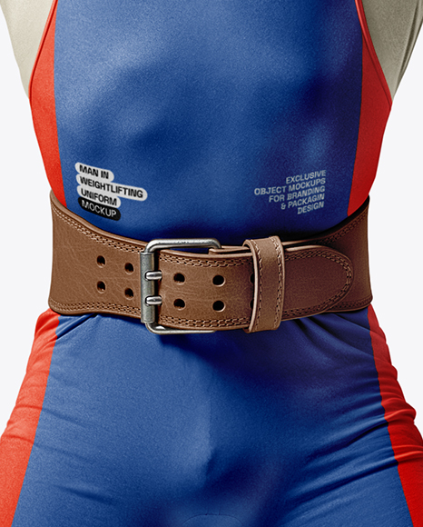 Man Wearing Weightlifing Suit with Barbell Mockup