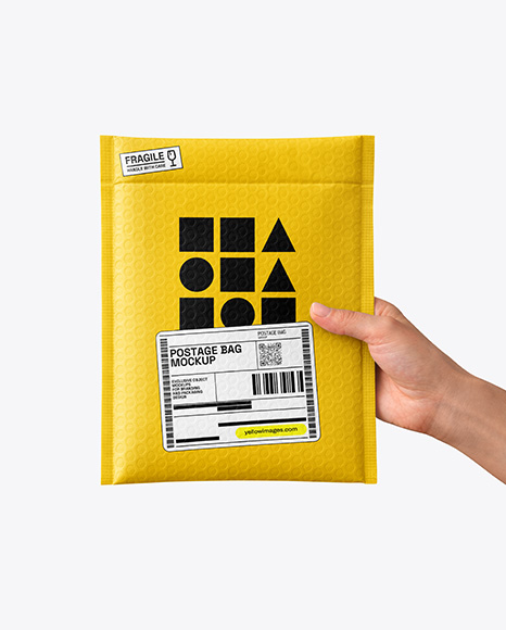 Postage Bag in a Hand Mockup - PSD Mockups