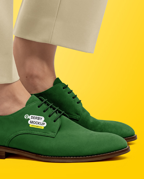 Suede Derby with Trousers on Women's Legs Mockup