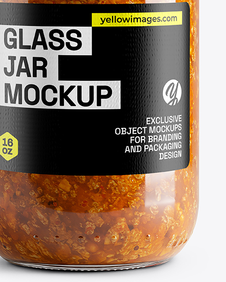 Clear Glass Jar with Meat Ragu Mockup