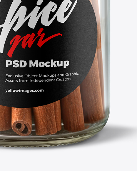 Clear Glass Jar with Cinnamon Sticks Mockup